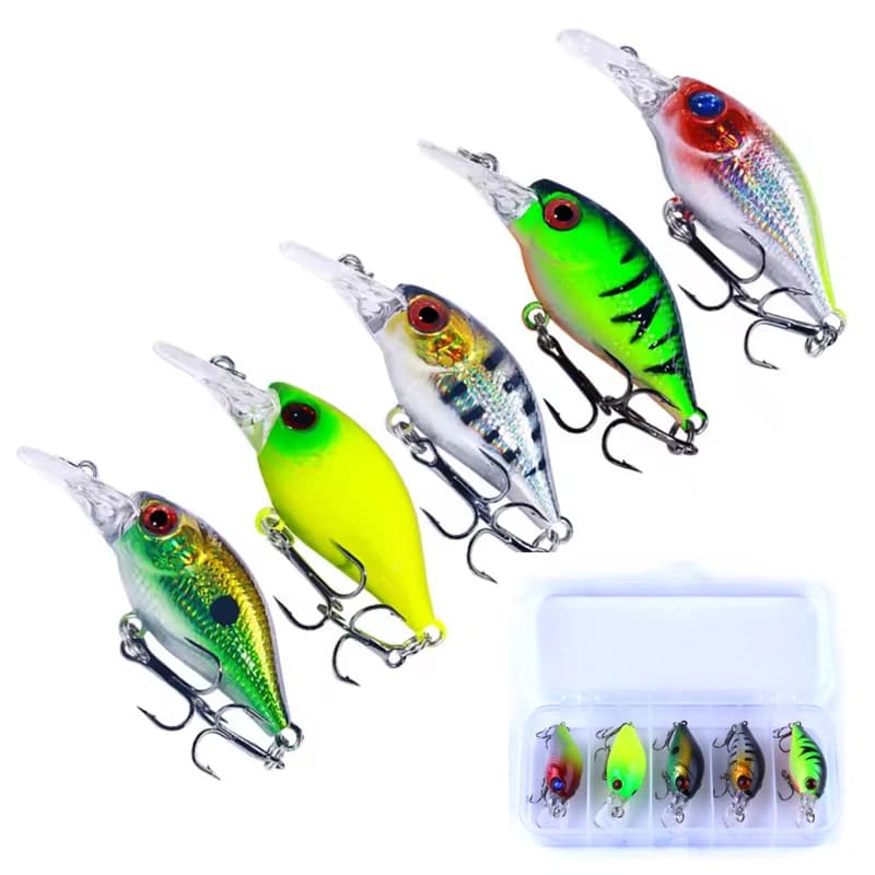Set 5Pcs Crankbait 4.4g 5cm - leurres crank pour pêche en surface du black bass, brochet et poisson rock