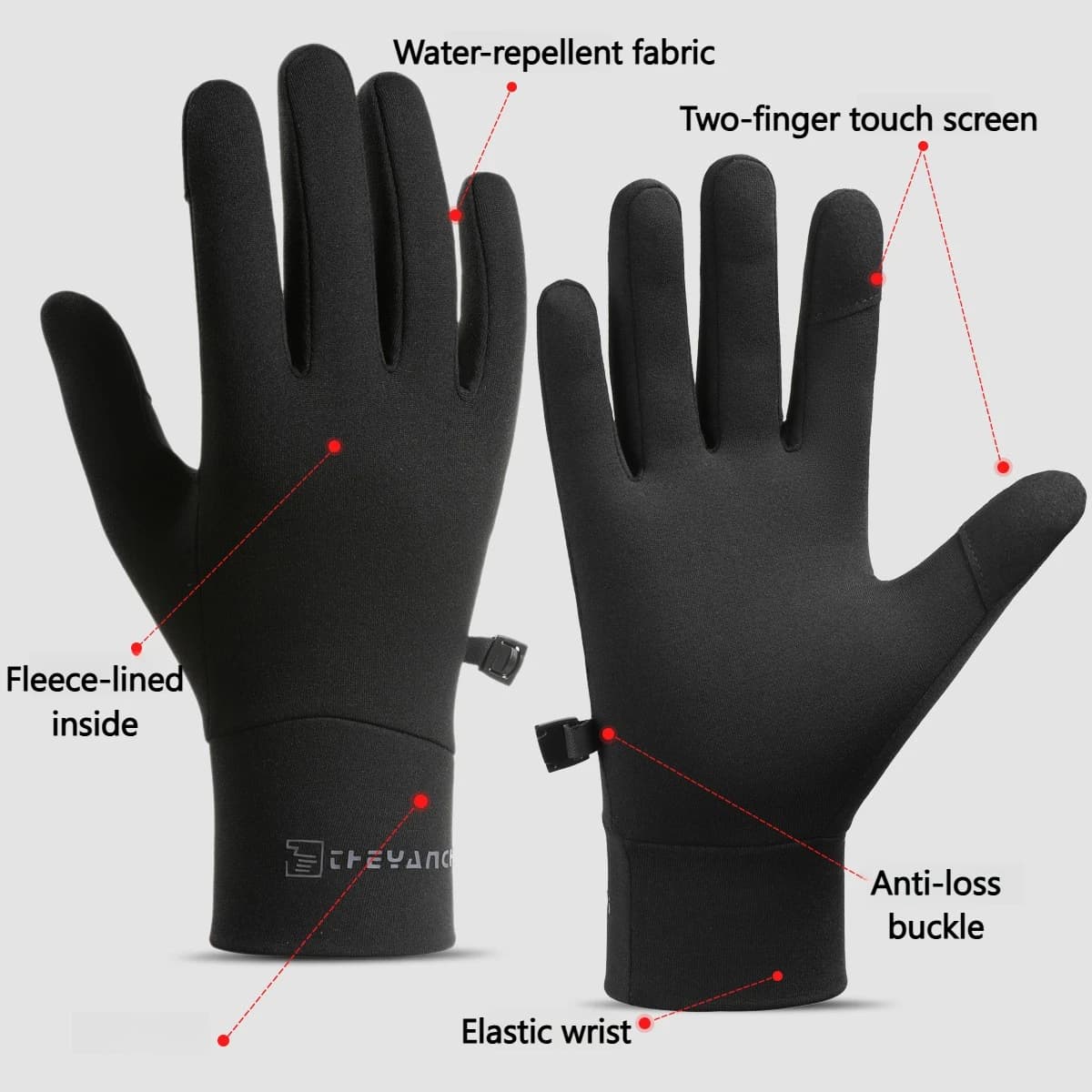 Gants hiver doigts complets thermiques écran tactile - Imperméables anti-dérapants vélo ski pêche unisexes