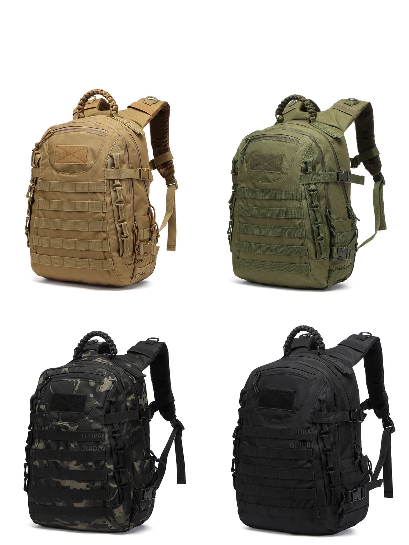 Sac à dos tactique 38L étanche avec système MOLLE - Grand sac militaire pour randonnée camping survie