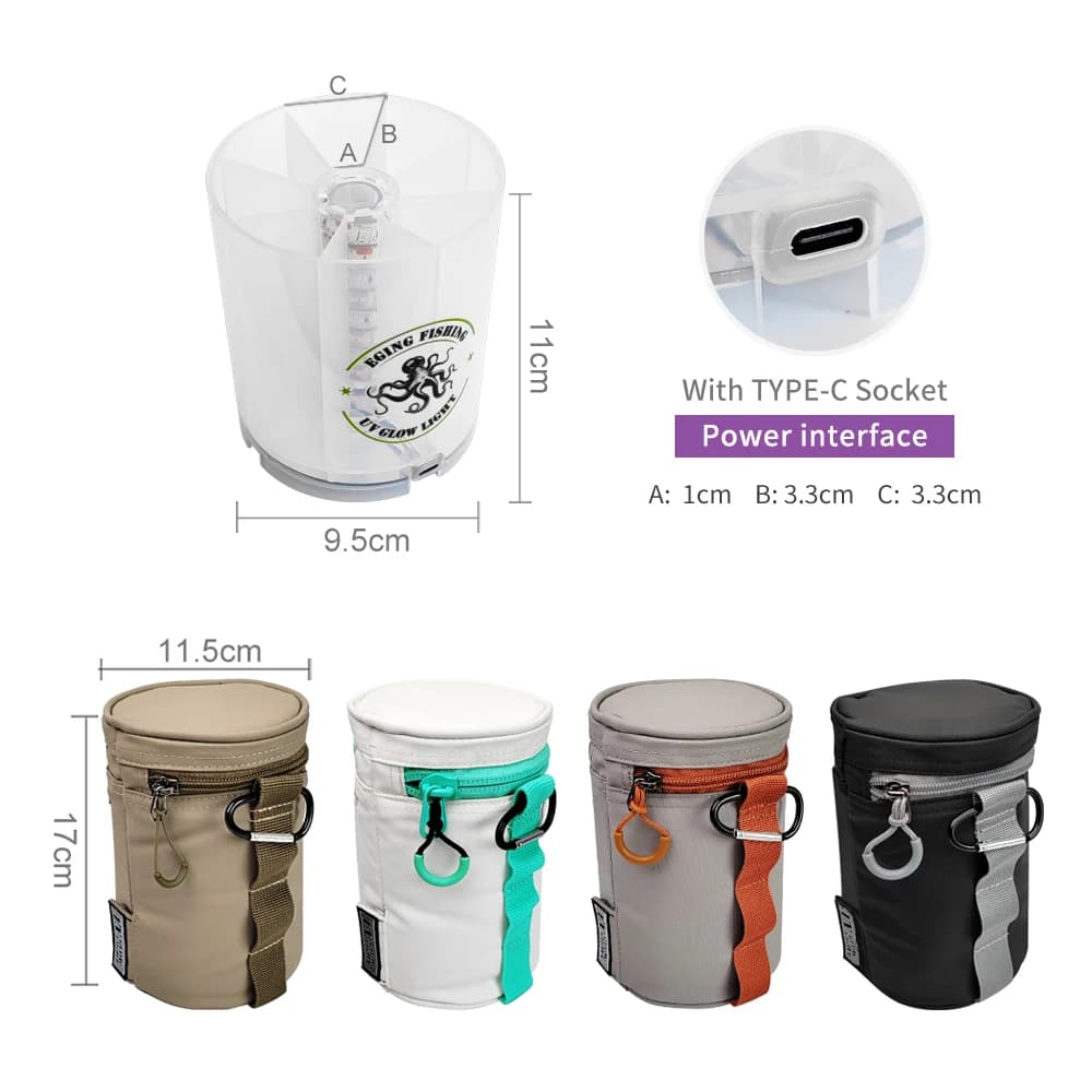 Lampe de recharge LED UV pour leurre à calmar, batterie accumulateur pour pêche nocturne en mer