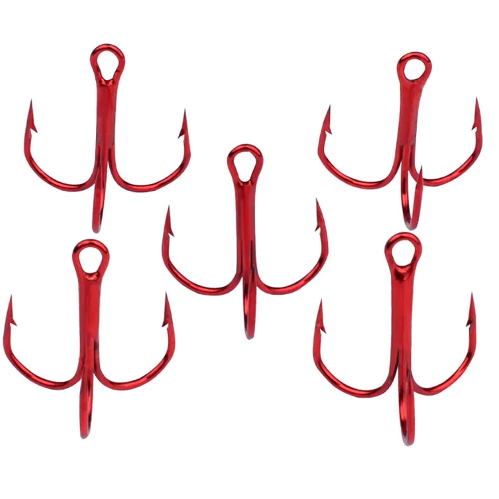 20 hameçons triples à ardillon rouge ancre, acier haute carbone pour pêche en mer et pêche sportive