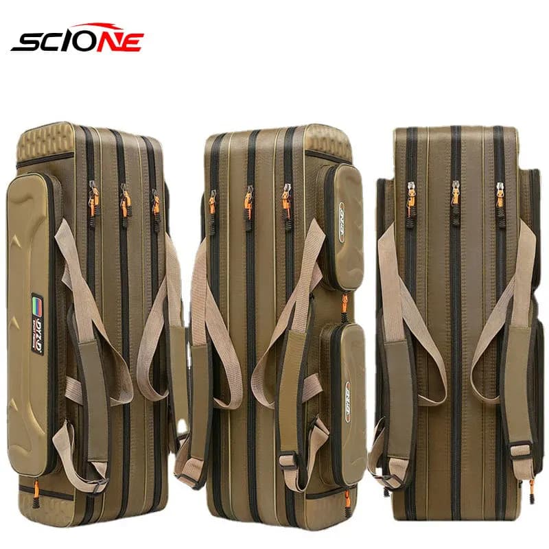 Sac rigide multifonction pour cannes pêche 2/3/4 couches 80-130cm rangement équipement chasse