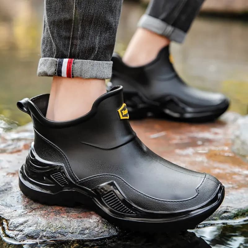 Bottes de pluie homme silicone à plateforme basse - Bottes ville antidérapantes économiques