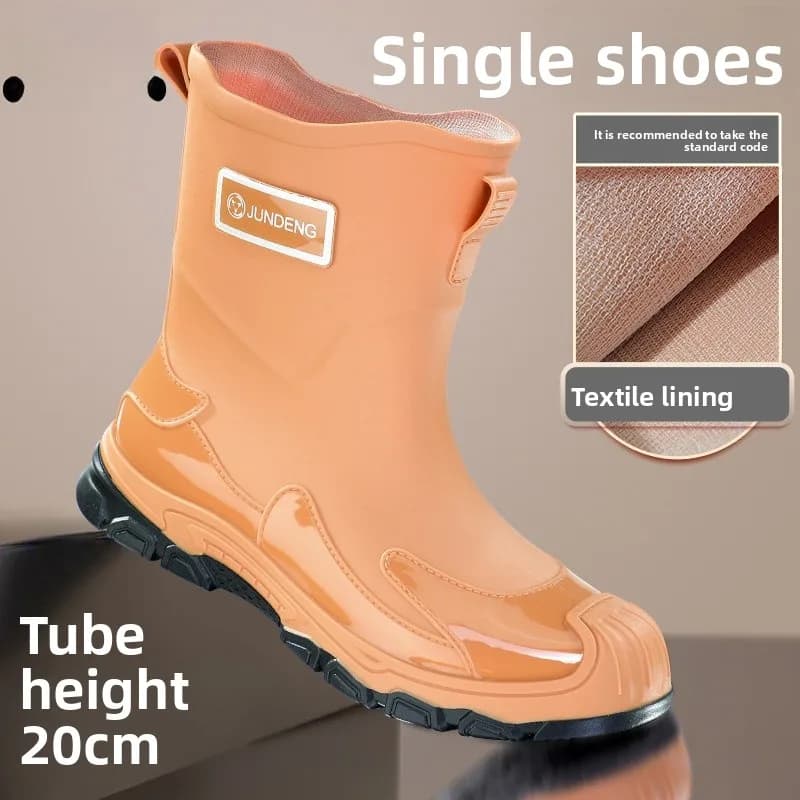 Bottes de pluie homme courtes épaisses imperméables antidérapantes pour lavage auto et pêche