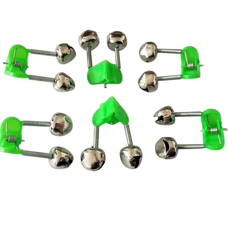 10 pièces de clips plastique avec double anneau et cloches d'alarme pour canne à pêche, accessoires pêche