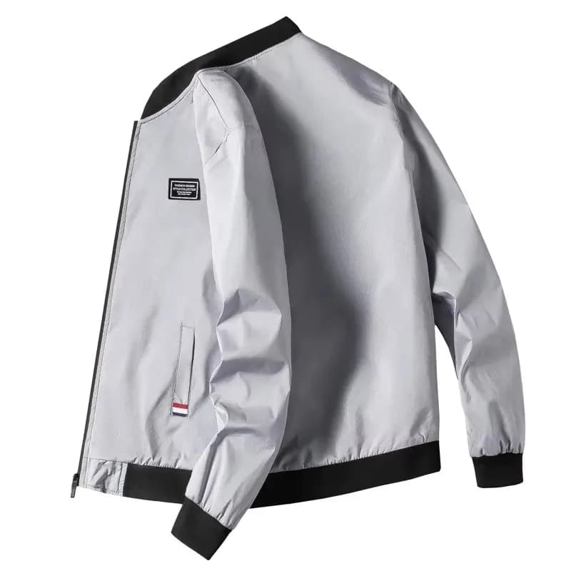 Veste bomber homme printemps à col baseball zippée - Coupe régulière tendance et chic pour vent léger