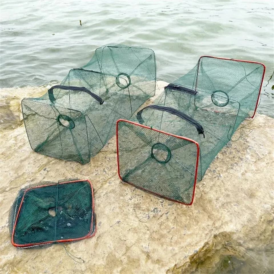 Filet pliable pêche crabe et crevette - Piège nylon fin pour crustacés en extérieur