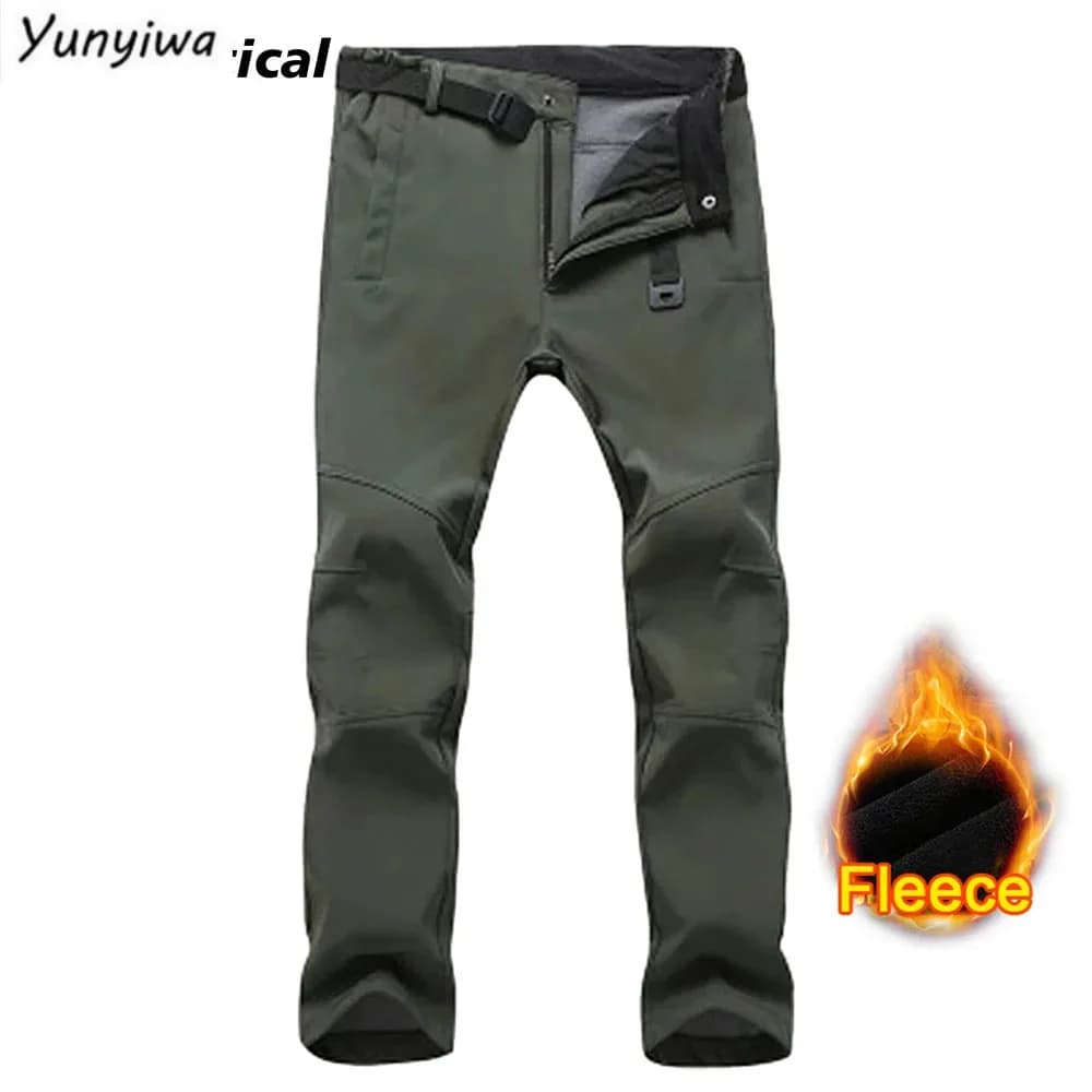Pantalon softshell hiver imperméable pêche randonnée chaud coupe-vent hommes outdoor