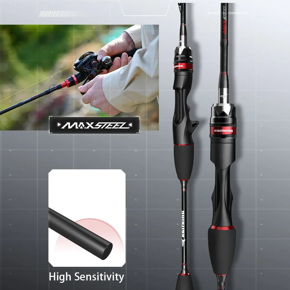 Canne carbone KastKing Max Steel 1.8-2.4m - Canne spinning casting pêche brochet black bass France