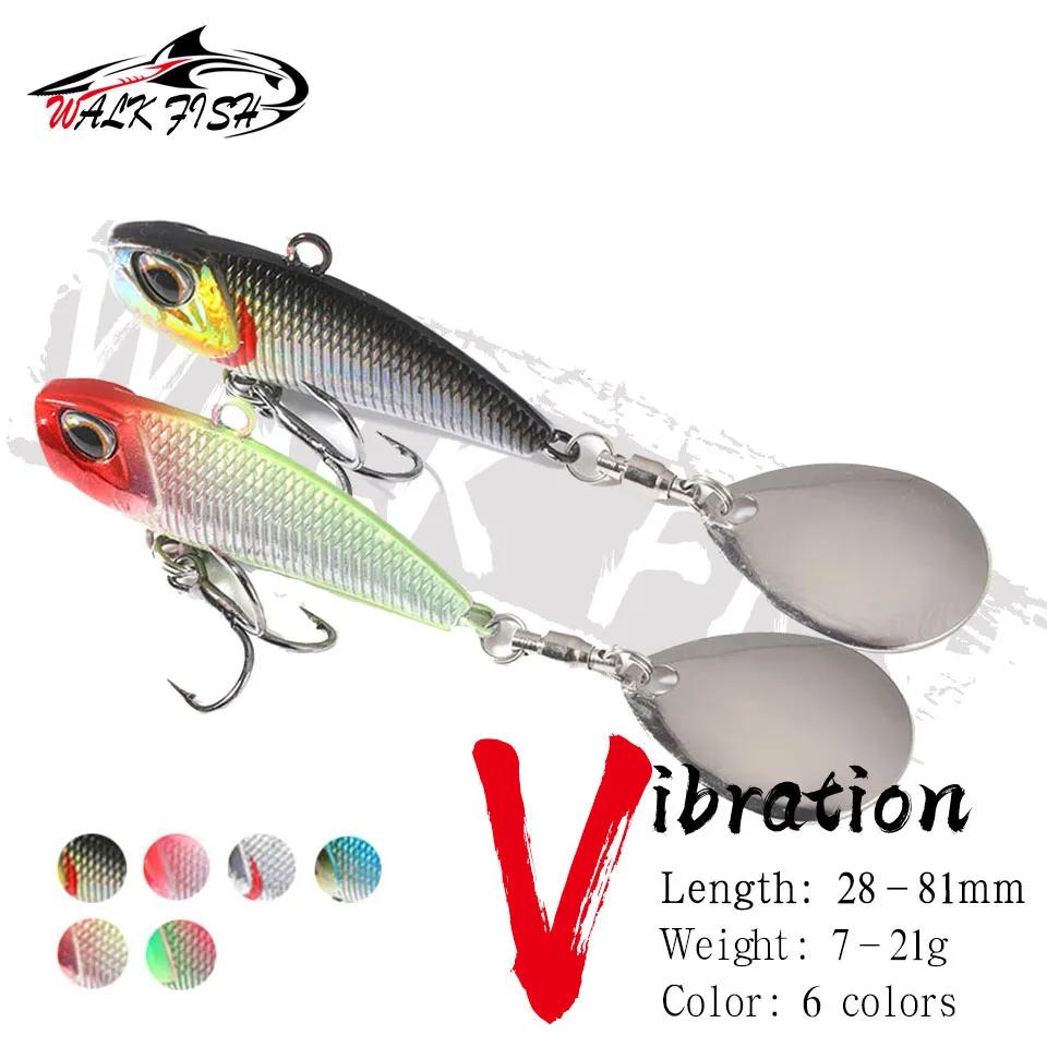 Leurre spinner métal WALK FISH 7g à 21g avec queue rotative et séquins pour pêche au vif et traîne
