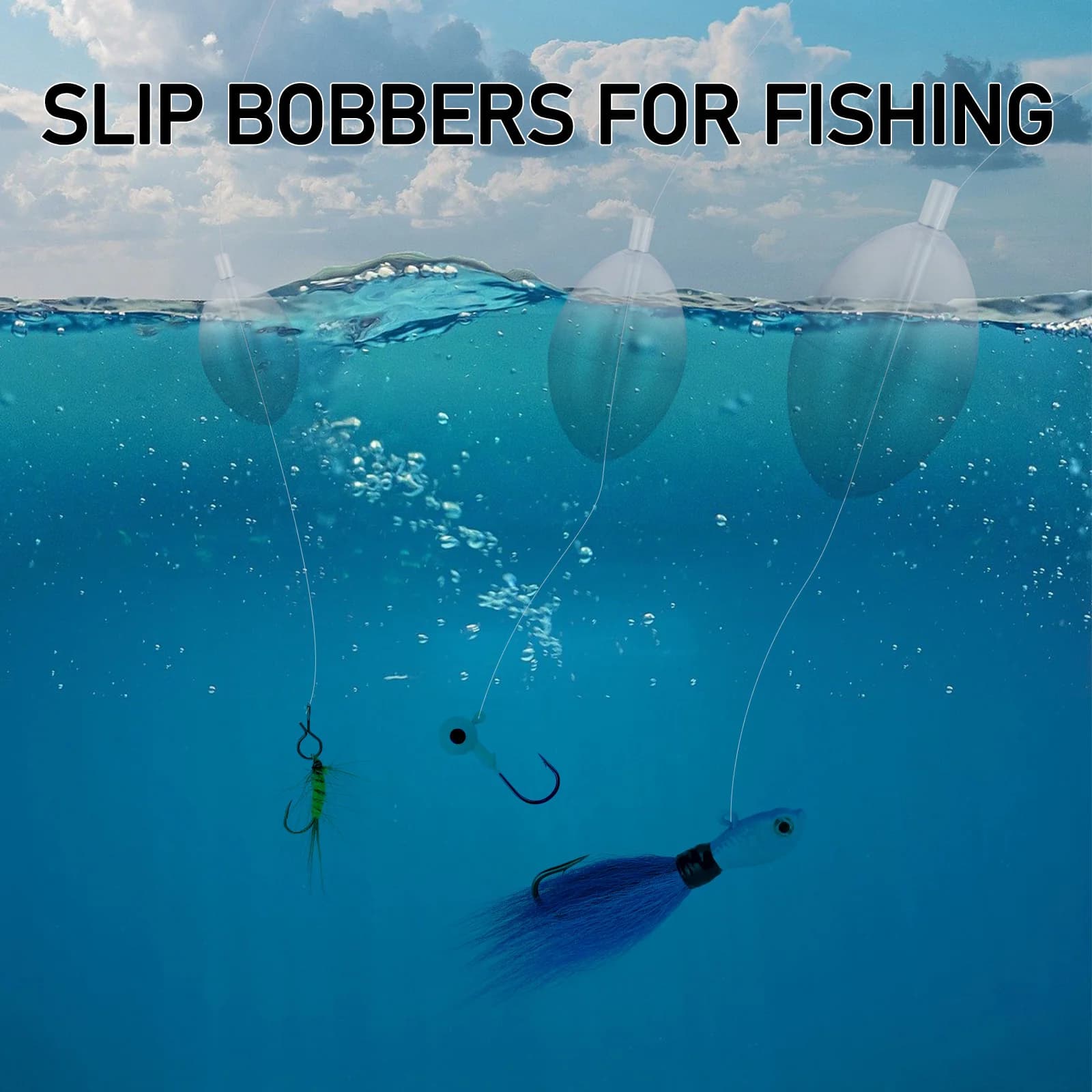 5 flotteurs coulissants transparents ovales pour pêche en surface, indicateur de touches en PVC résistant