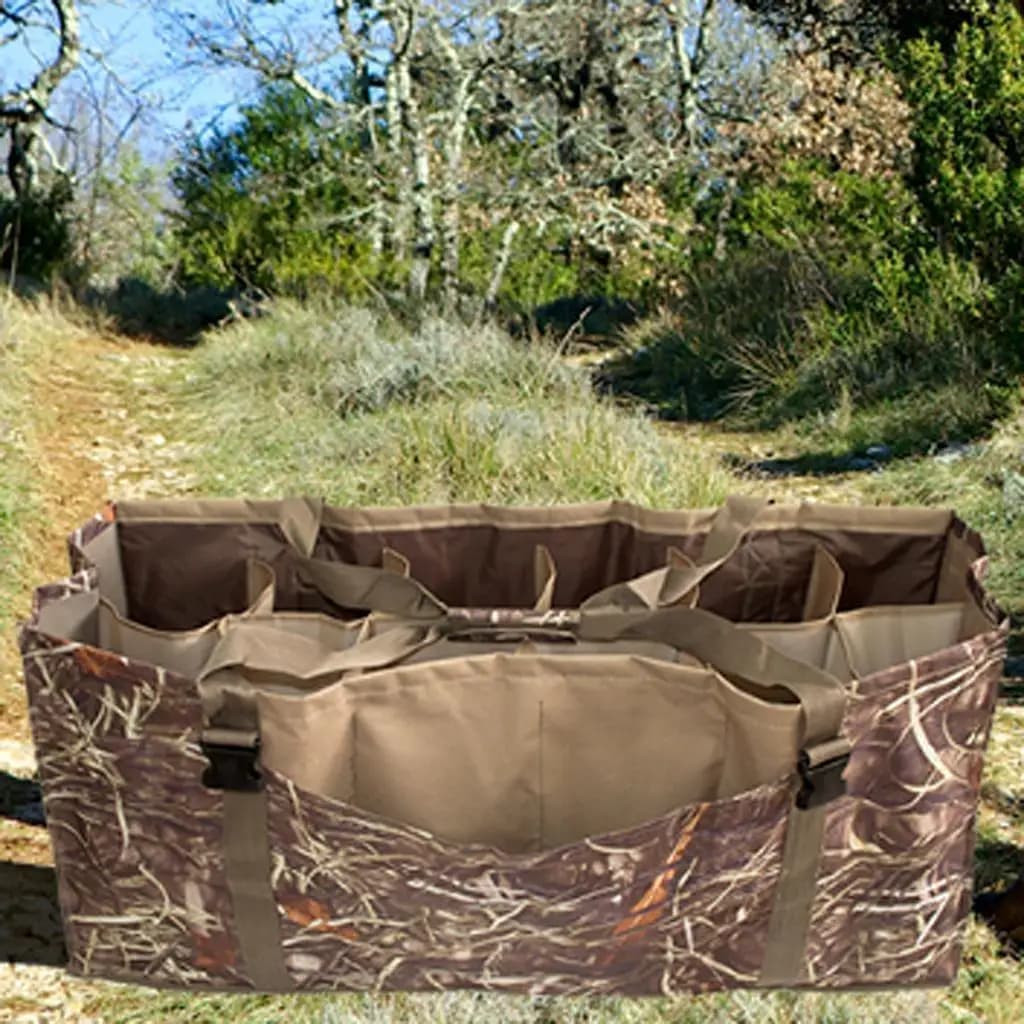 Sac de transport pour leurres canards - 12 compartiments avec bandoulière camouflage pour chasse