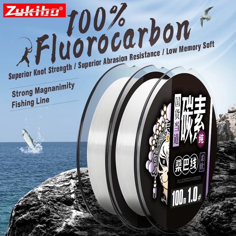 Ligne fluorocarbone pêche leader 50m 100m haute résistance 2 à 84lb pour carnassiers truite