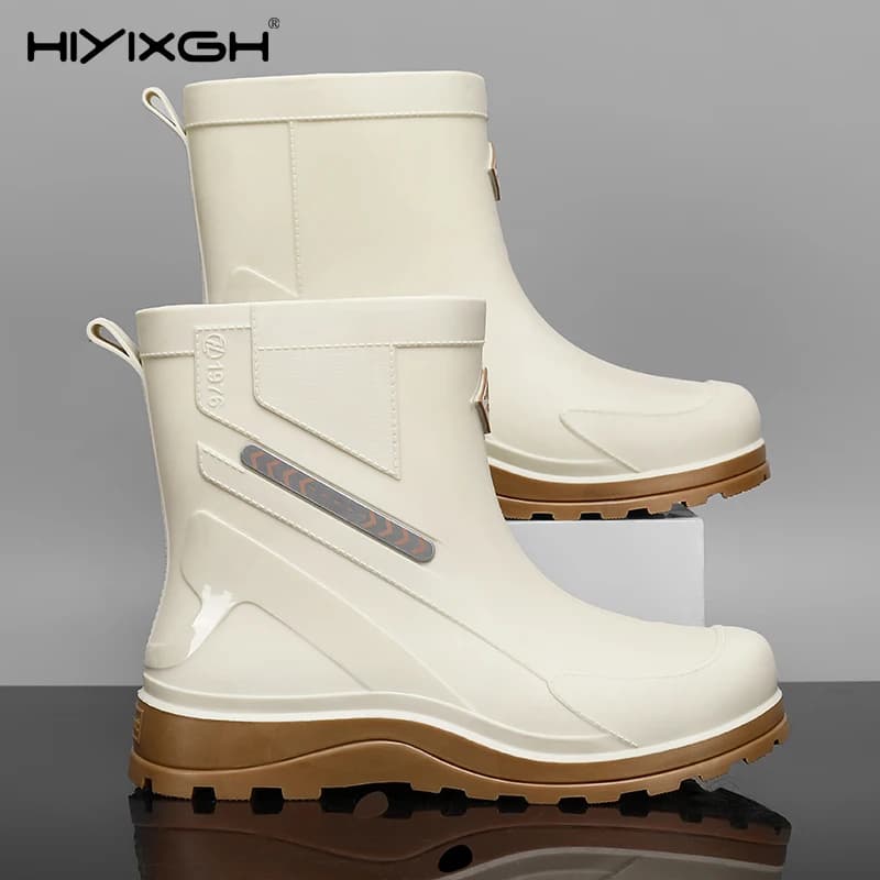 Bottes mi-mollet pêche 2026 antidérapantes - Chaussures travail extérieur semelle épaisse pour pêcheur