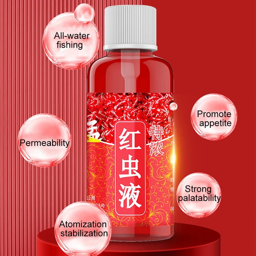 Attractant liquide vers de sang 60ml - Concentré puissant pour perche, silure et pêche à la carpe