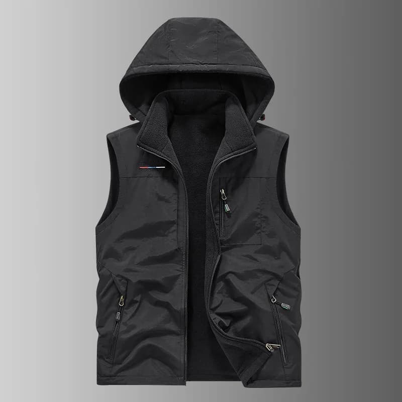 Veste polaire capuche homme double face nylon épais chaude pêche extérieur automne hiver