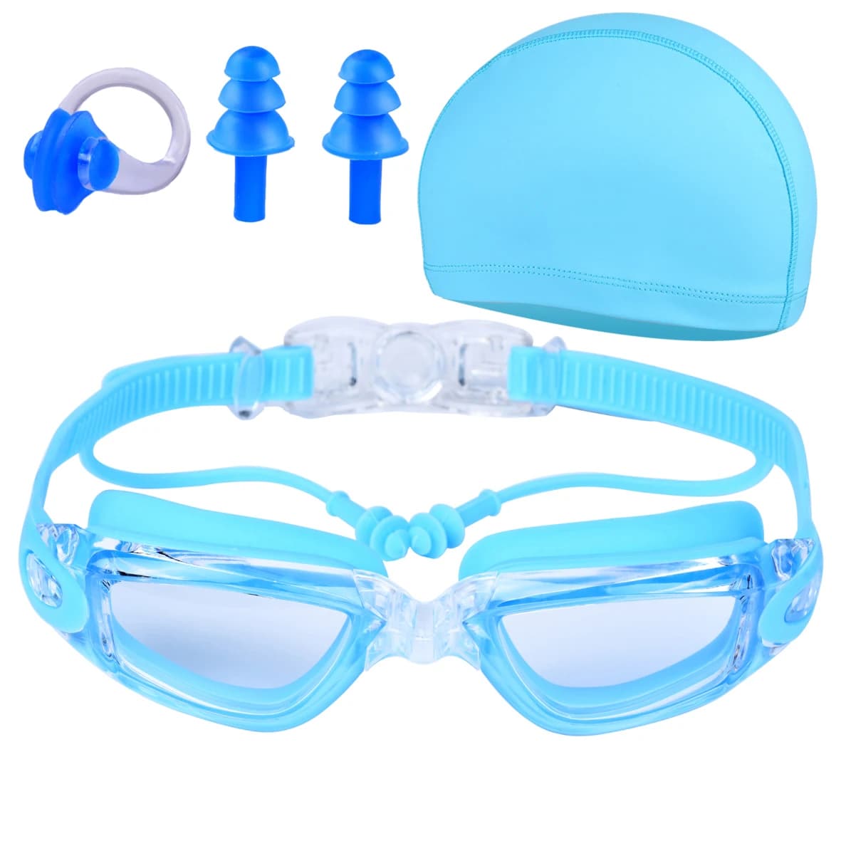Lunettes de natation adultes étanches anti-buée HD - équipement piscine avec bonnet silicone