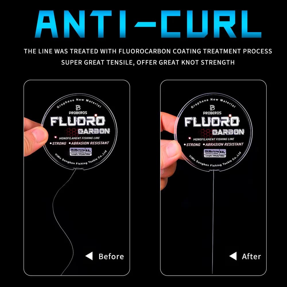 Bas de ligne fluorocarbone PROBEROS 100M 2.2-29.3LB pour carpe - Ligne coulante monofilament