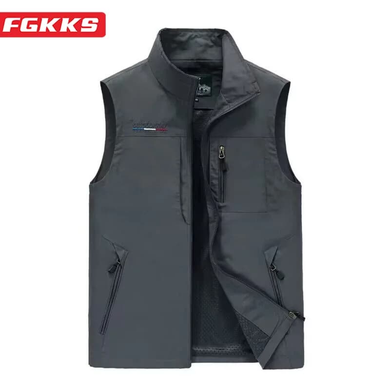 Veste de pêche homme 2023 respirante avec grandes poches pour appareil photo et accessoires