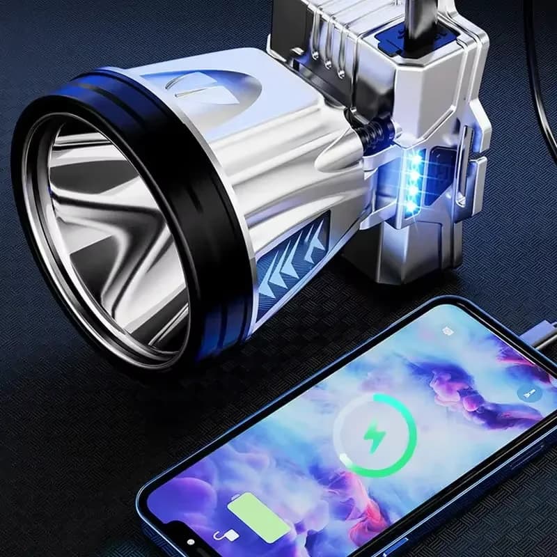 Lampe frontale étanche 10000mAh super lumineuse rechargeable pour pêche camping et urgences