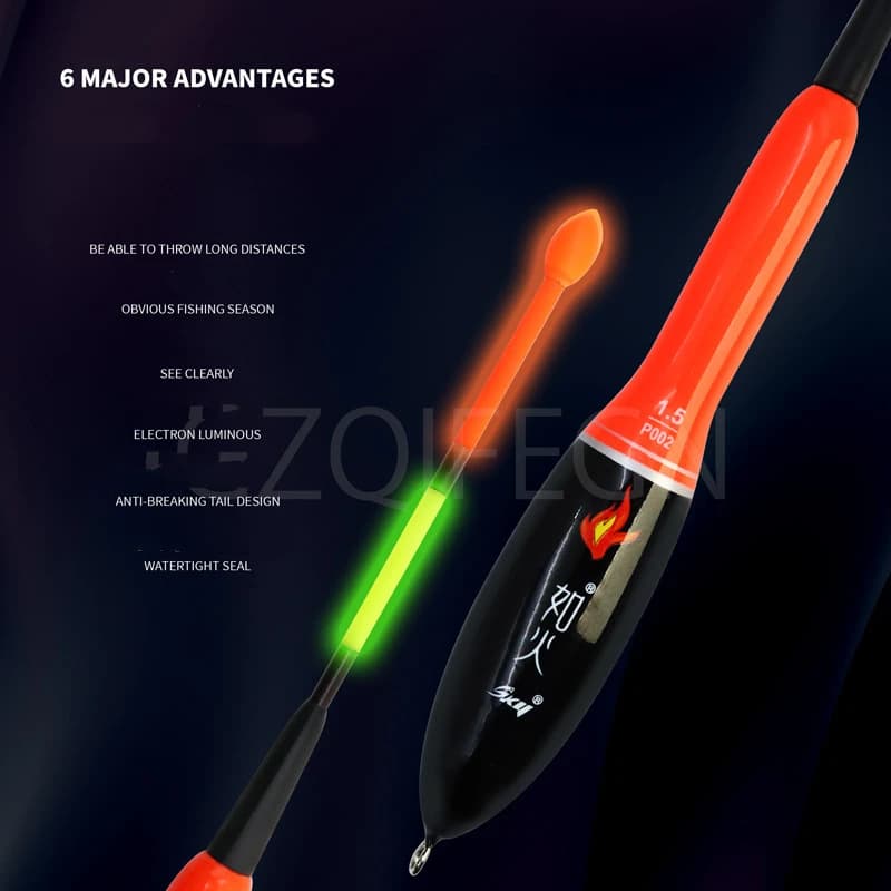 Bouchon de pêche lumineux électrique mer et roche en bois de paulownia résistant avec drift tail