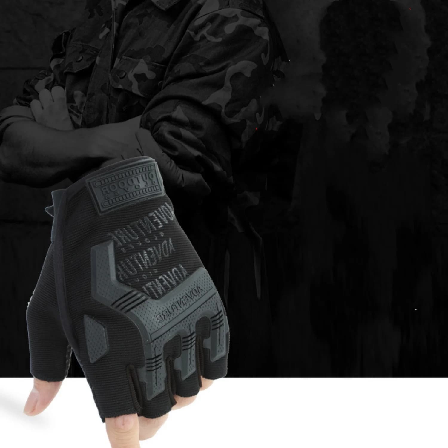 Gants tactiques demi-doigts anti-dérapants respirants vélo chasse pêche printemps été