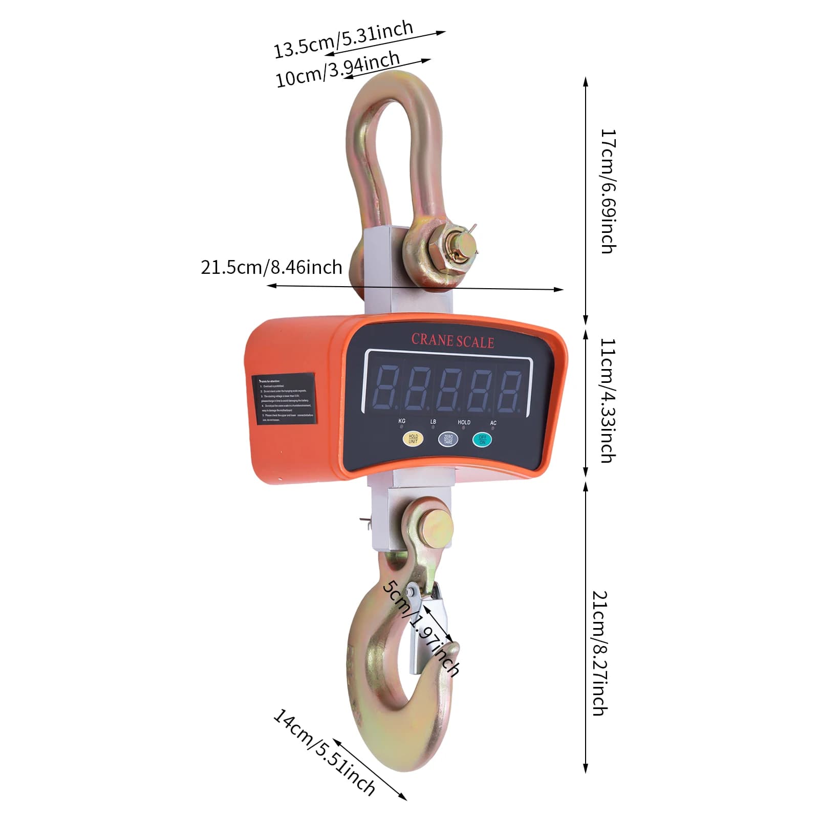 Pèse-grue digital 3000kg 6600lbs avec télécommande et écran LED pour pesée industrielle, agricole et pêche