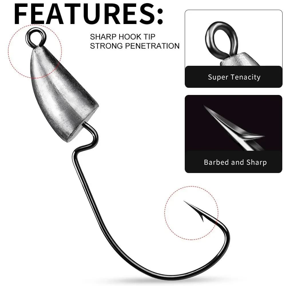 5 têtes plombées jig métal 3.5g à 14g pour leurres souples Texas rig - hameçons pour pêche