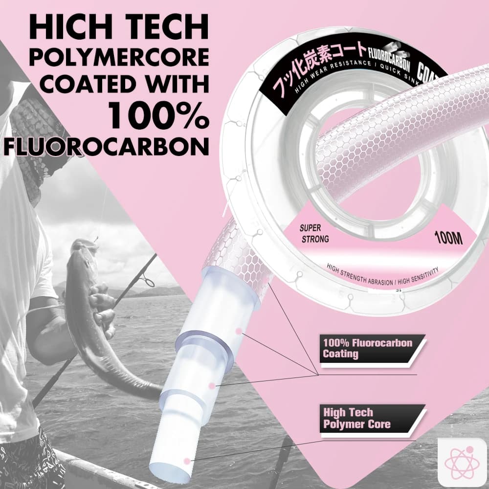 Ligne de pêche fluorocarbone ZUKIBO haute résistance à l'abrasion pour bas de ligne et moulinet