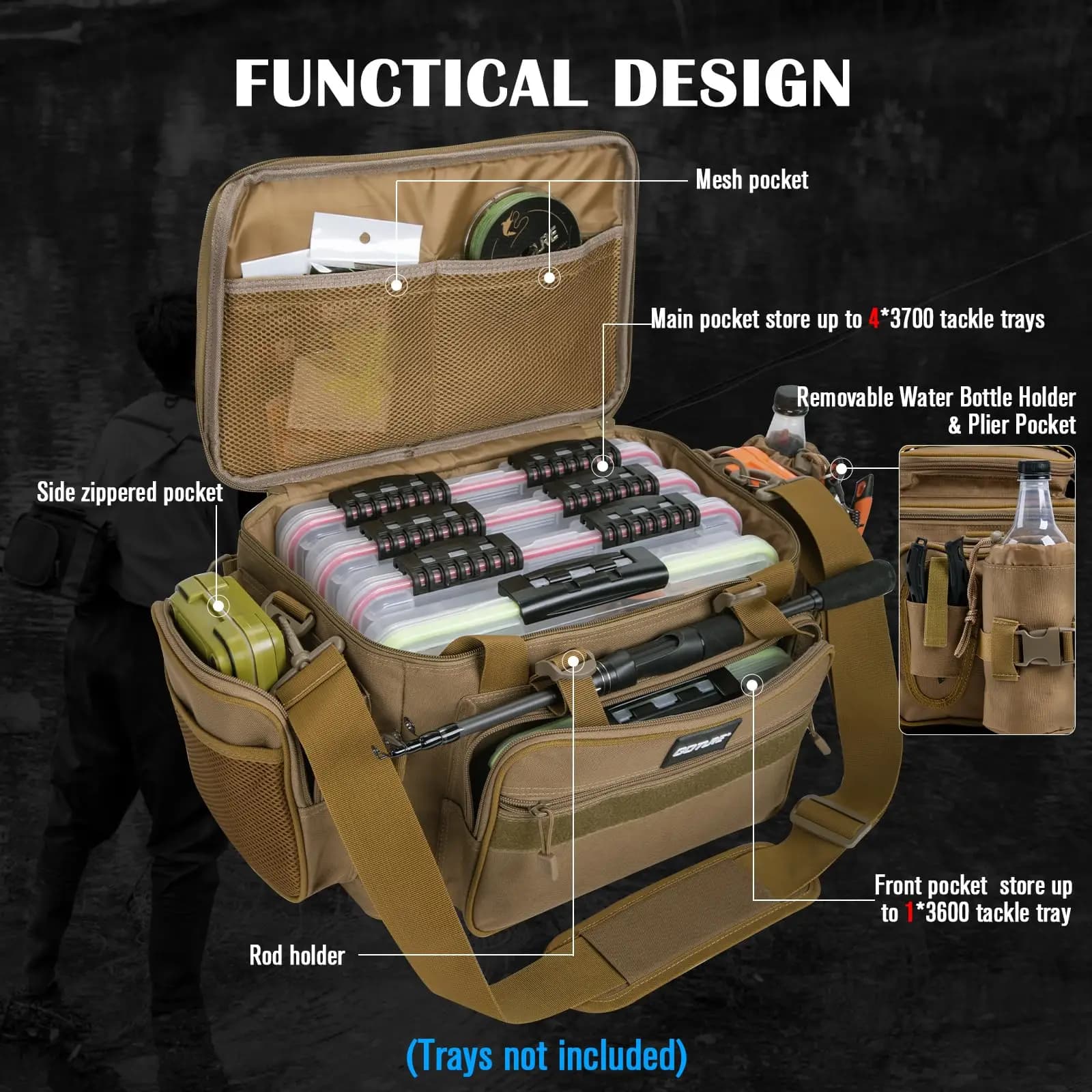 Sac matériel pêche étanche 600D Goture grande capacité épais camping rangement équipement cadeau homme