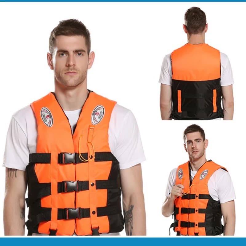 Gilet de sauvetage adulte réglable S à XXXL pour activités nautiques et pêche, avec sifflet et flottabilité ajustable