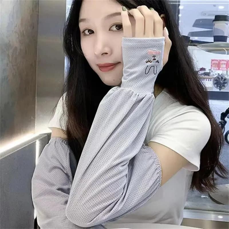 Manches de protection pêche été soie glacée anti-UV conduite extérieur manches lapin femmes