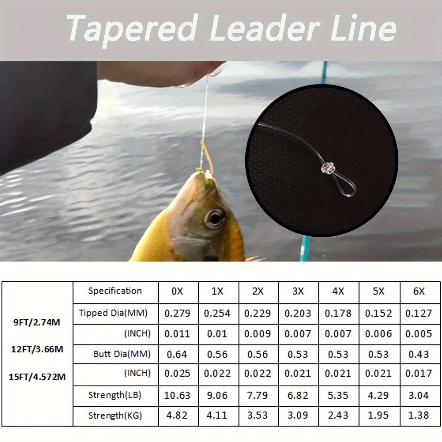 Ligne de tête de pêche à la mouche Aventik, bas de ligne nylon pré-noué avec boucle,