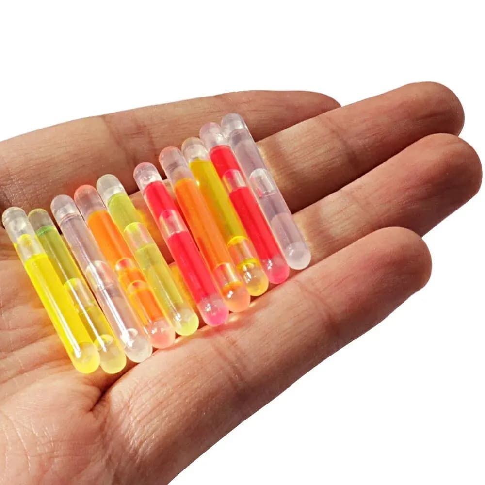 10 bâtons luminescents fluo 4.5x40mm pour flotteurs de pêche lumière nocturne brillante