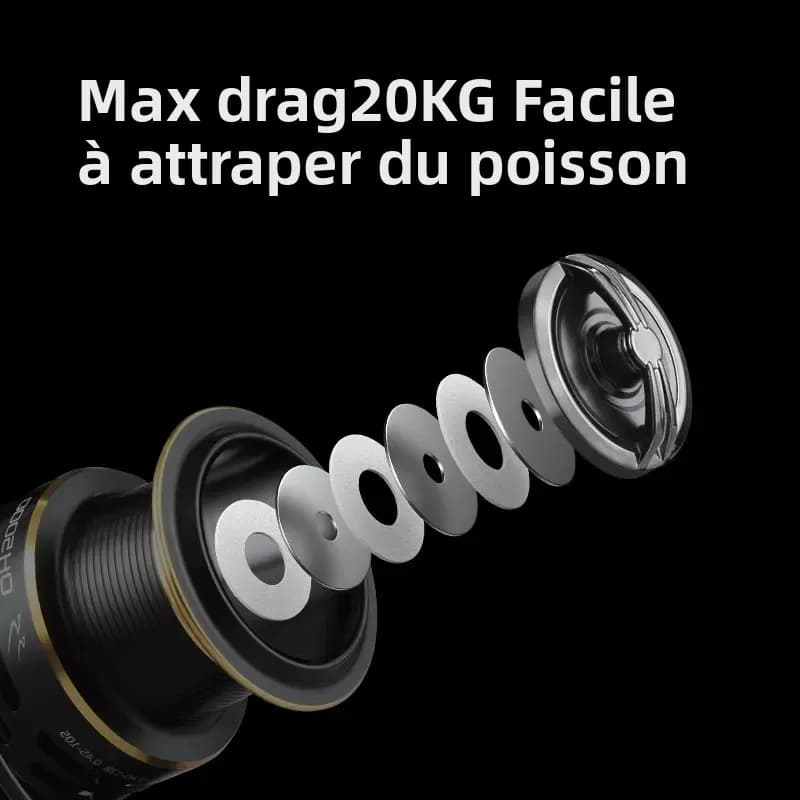 Moulinet LINNHUE carpe spinning double frein 20kg QH3000-9000 mer bobine spare