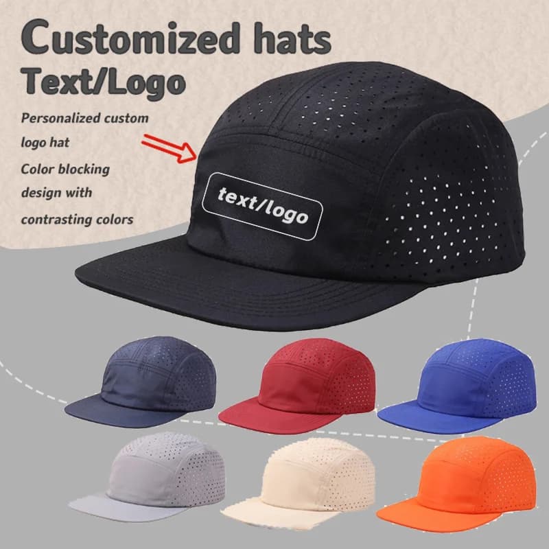 Casquette 5-panel personnalisable séchage rapide - Chapeau pêche unisexe mesh respirant