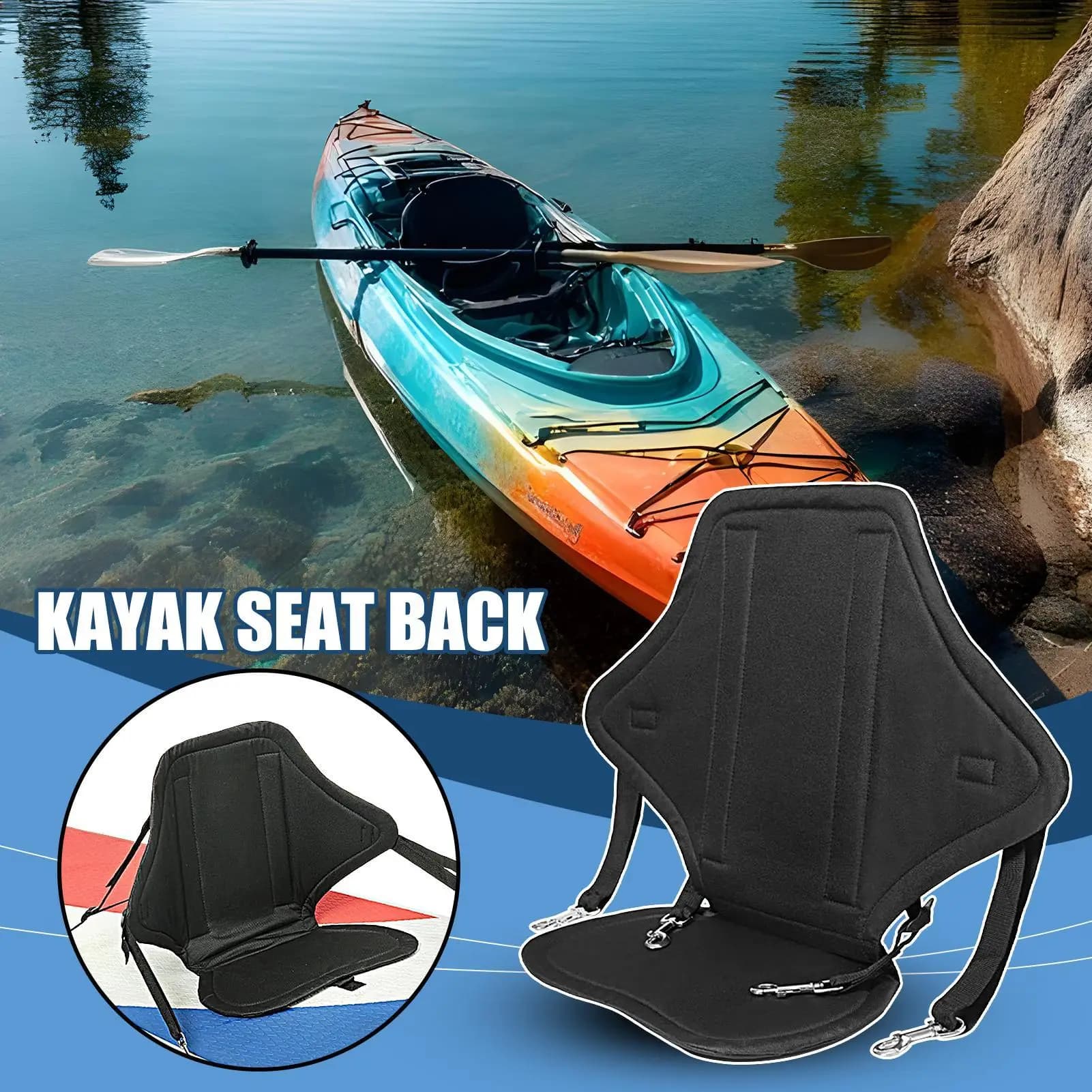 Siège coussin kayak réglable avec dossier et sac de rangement étanche pour canoë paddle board