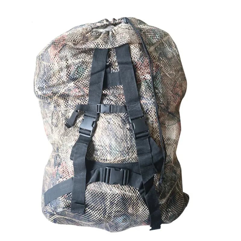 Sac filet de transport pour leurres de chasse avec sangle d'épaule et cordon de serrage portable