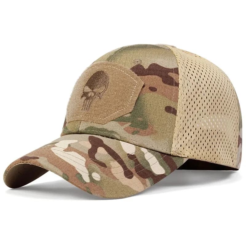 Casquette tactique crâne airsoft mesh respirante pêche randonnée ajustable snapback