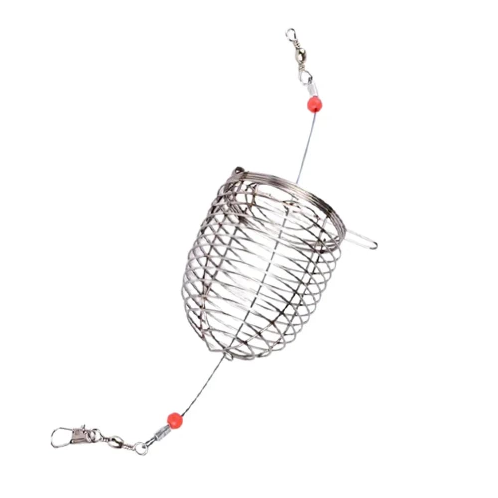 Lot de 5 cages à appâts pêche en acier inoxydable pour amorce feeder et leurres accessoires