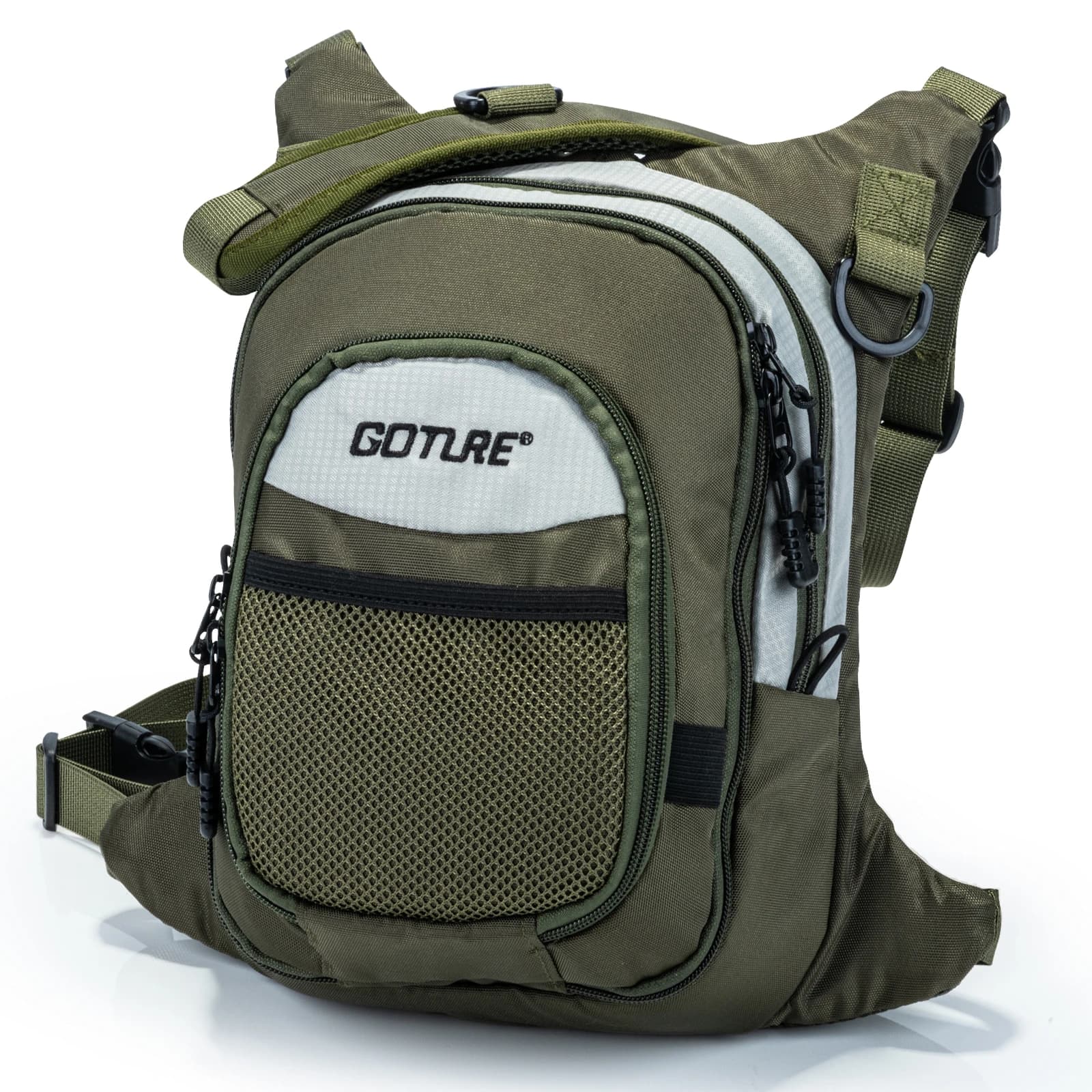 Sac de pêche à la mouche Goture 100% polyester - Ultra léger - Multiples poches - Accessoires outils pêche