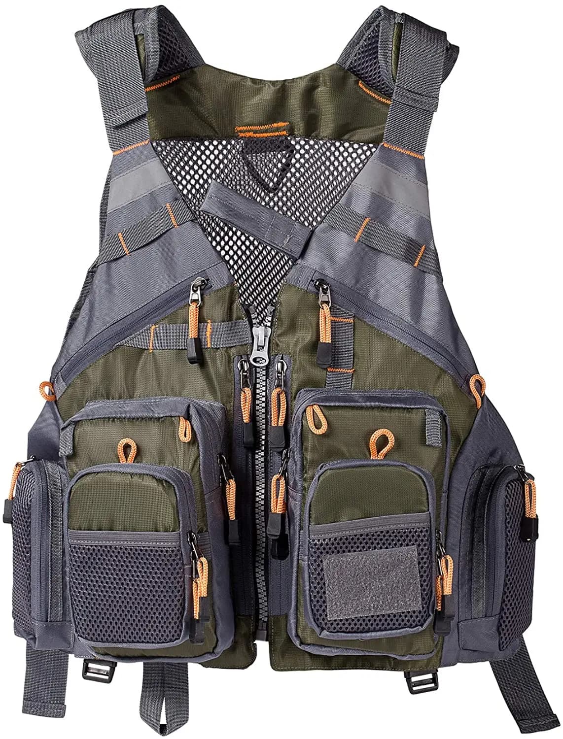 Veste de pêche respirante légère ajustable avec rangements pour matériel de pêche sportive