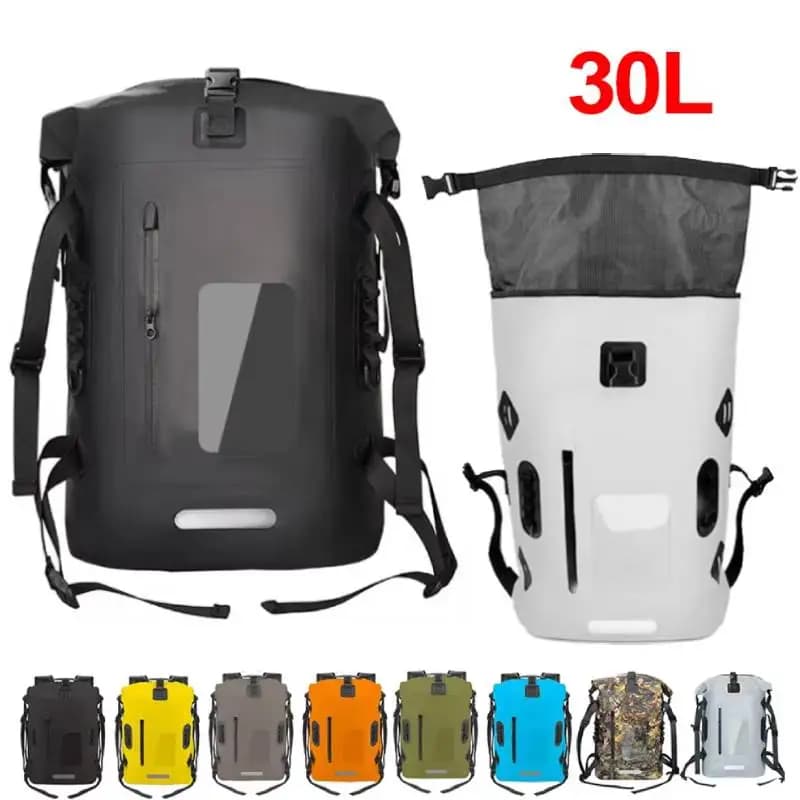 Sac à dos étanche 30L pêche randonnée kayak plongée avec compartiment pour appâts et matériel