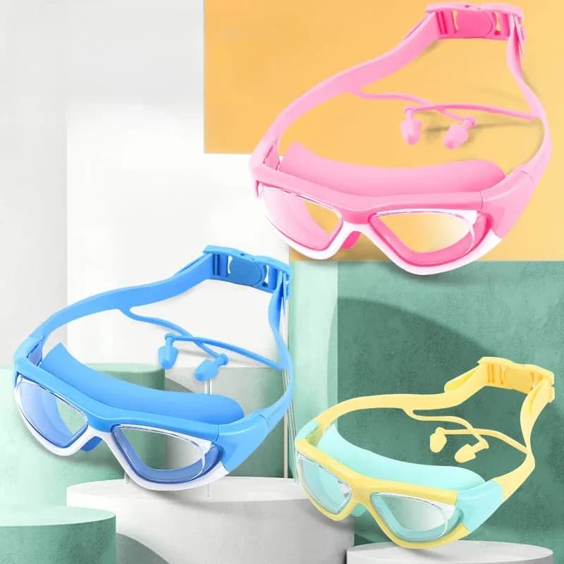 Lunettes de natation enfants anti-buée grand cadre UV étanches 3-15 ans - Entraînement piscine plage