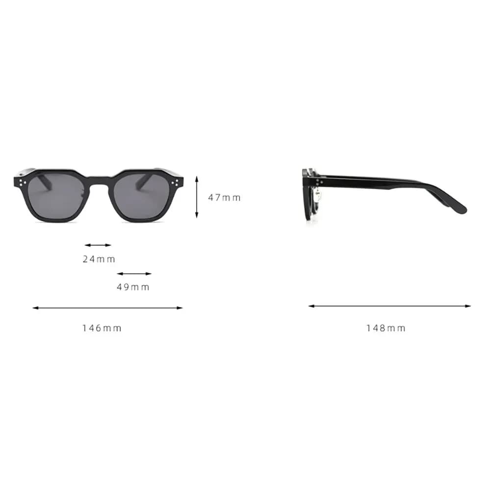 Lunettes de soleil polarisées TR90 vintage carrées polygonales pour femmes et hommes - Cadre épais design luxe rétro