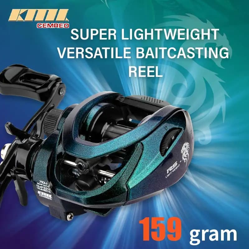 Moulinet baitcasting CEMREO frein magnétique 7kg, ratio 7.0:1 petit corps pour pêche du bass, truite et carpe