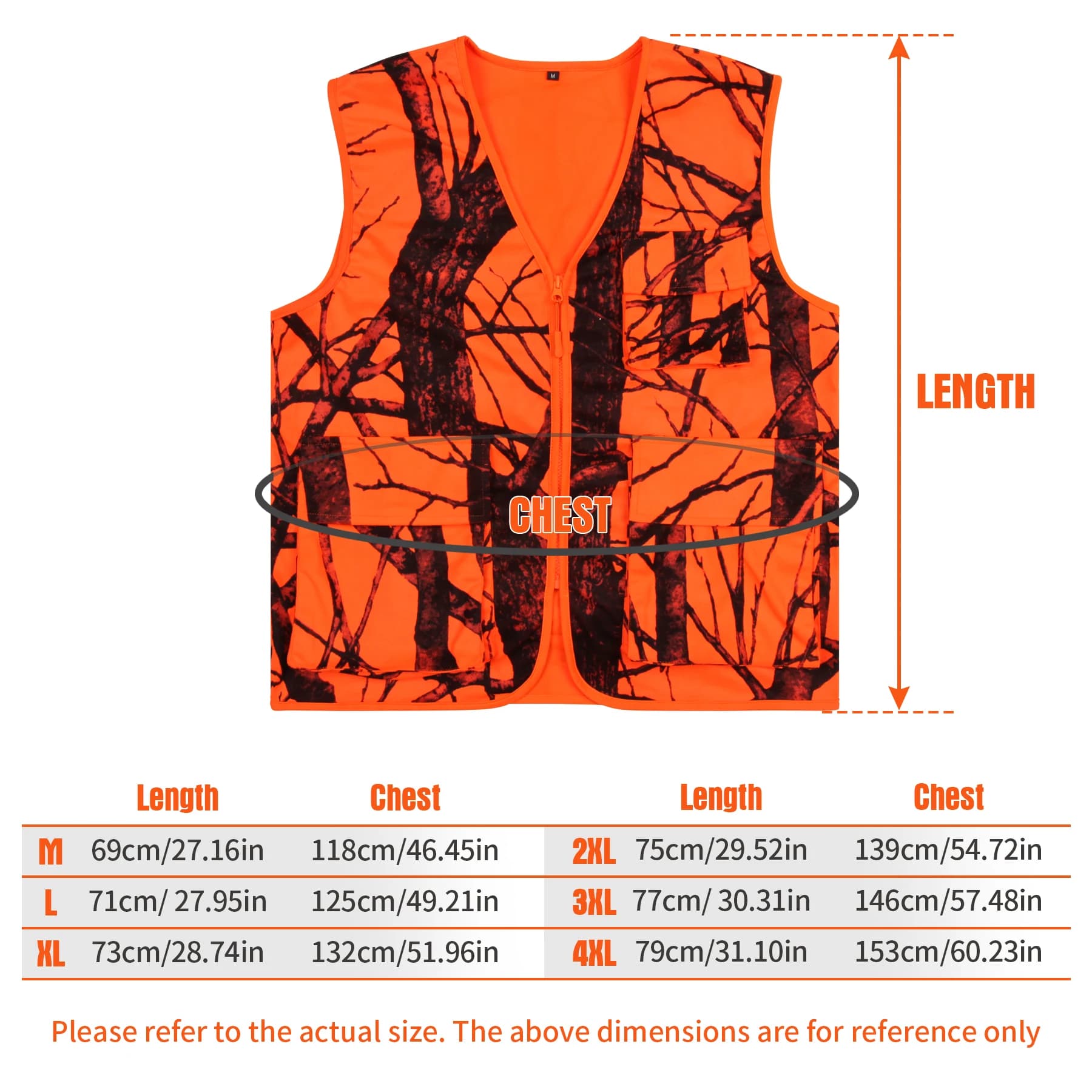 Gilet outdoor GUGULUZA orange multiples poches pêche chasse randonnée séchage rapide respirant M-4XL