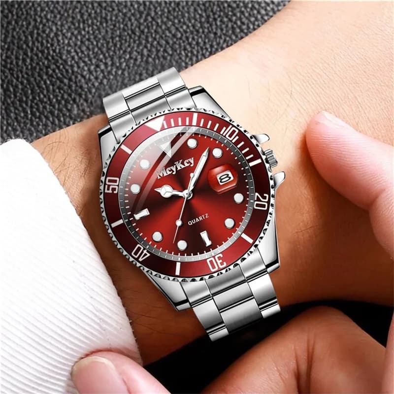 Montre homme luxe quartz style affaires avec calendrier - Idée cadeau pour pêcheur élégant