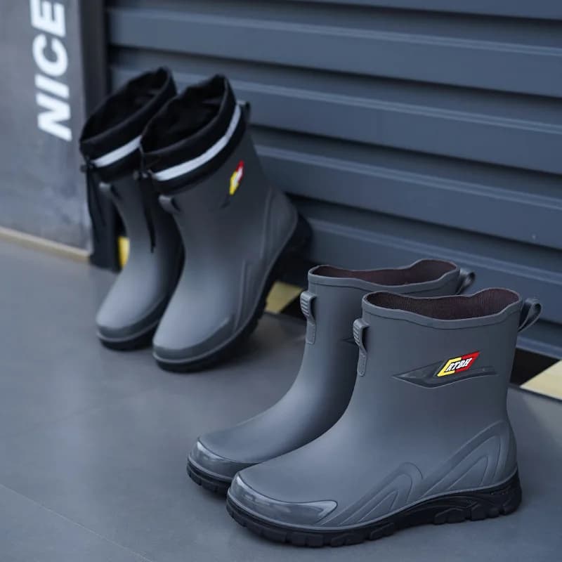 Bottes de pêche imperméables doublées polaire avec lacets - Chaussures de travail antidérapantes extérieur