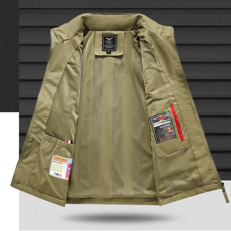 Veste de pêche grande taille homme 2025 respirante et séchage rapide avec multiples poches